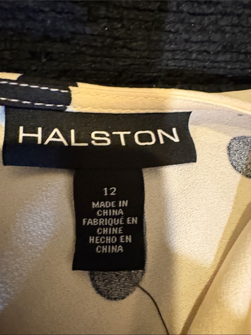 Halston Heritage Black and Cream Polka Dot Draped Midi Dress-Size 12 - Picture 2 of 12